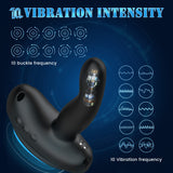 4IN1 Unisex Wiggling Prostate Massager Strap-On Dildo Anal Vibrator With Remote Control & Suction Cup